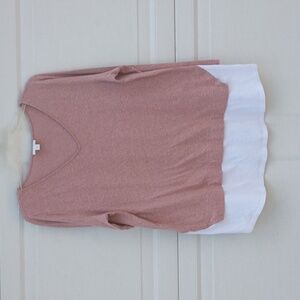 J Jill Heathered Rose White Cotton Jersey Shirt Layer Look Tunic Top Sz Large